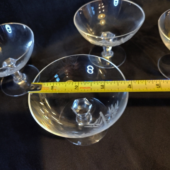 Set Of Noritake Sasuke Etched Crystal Champagne Coupes, Set Of Eight, Japan - Picture 5 of 5